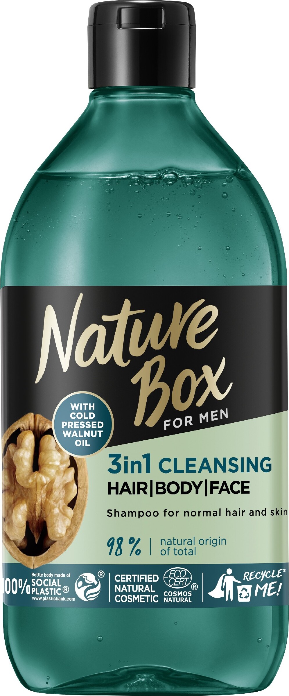 Naturebox Herren 3 in 1 Duschgel mit Walnussöl 385ml